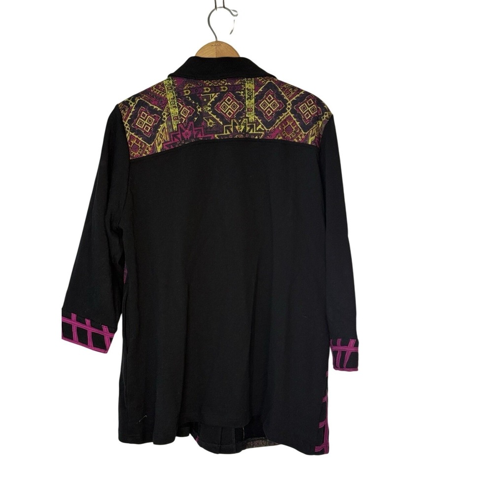 Ali Miles Jacket Womens L Black Patchwork Art to Wear Geometric Eclectic Artsy - Picture 2 of 2